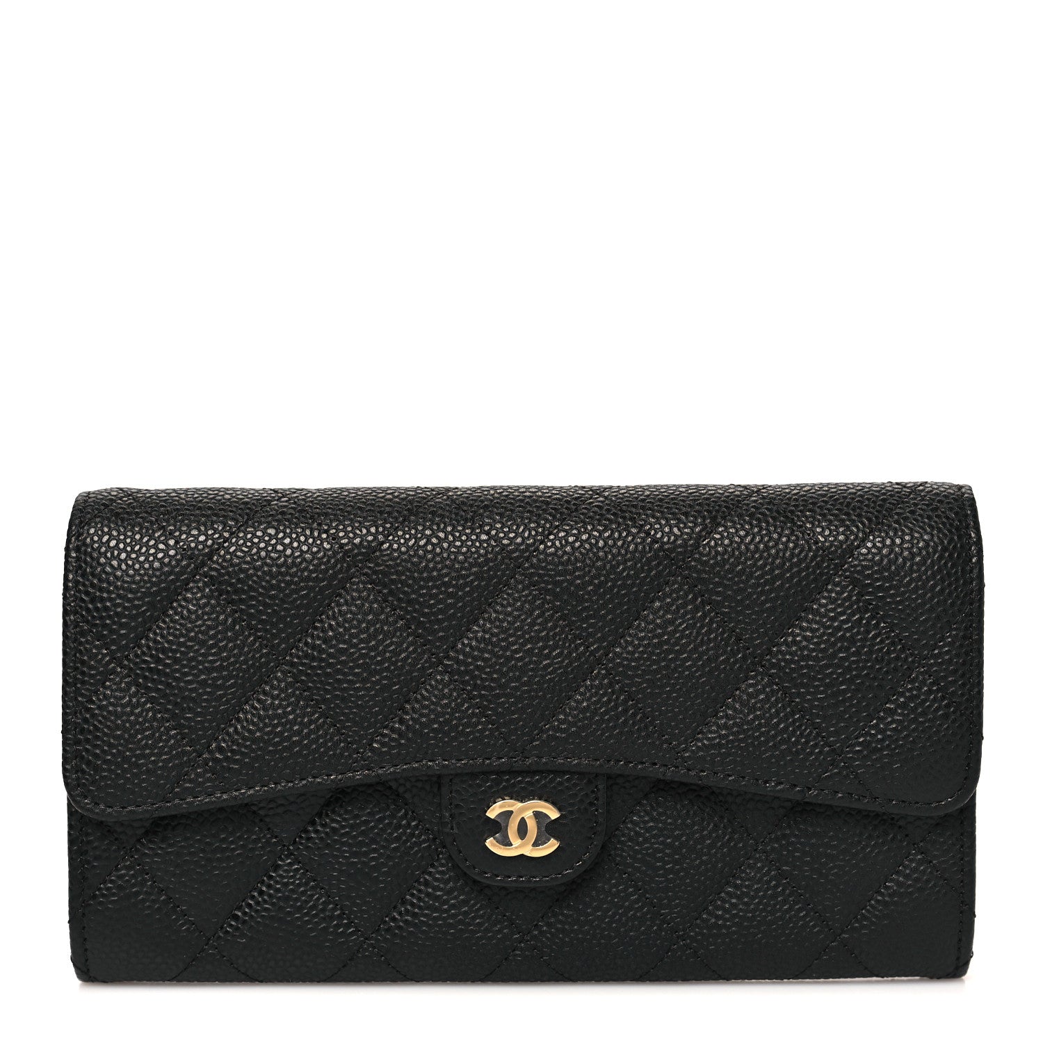 Chanel Caviar Quilted Large Gusset Flap Wallet Black 1 of 10