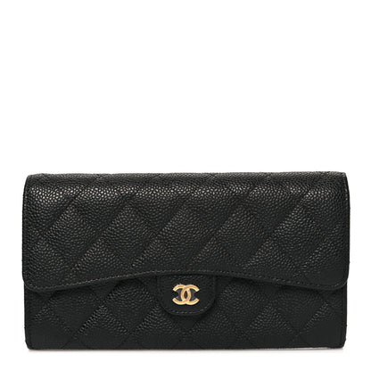Chanel Caviar Quilted Large Gusset Flap Wallet Black 1 of 10
