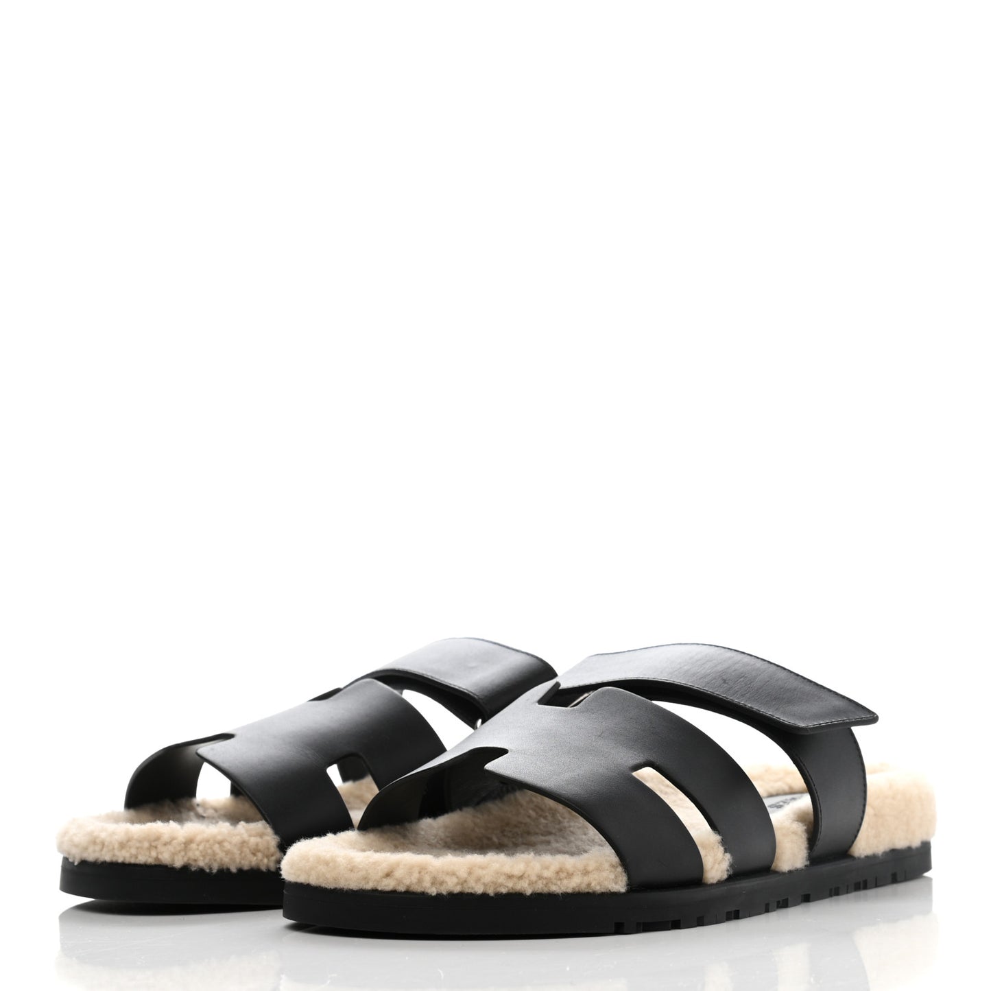 Veau Indios Woolskin Mens Chypre Sandals 41 Black Ecru