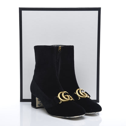 Gucci Softy Velvet Malaga Kid GG Victoire 55mm Ankle Boots 38 Black 10 of 10