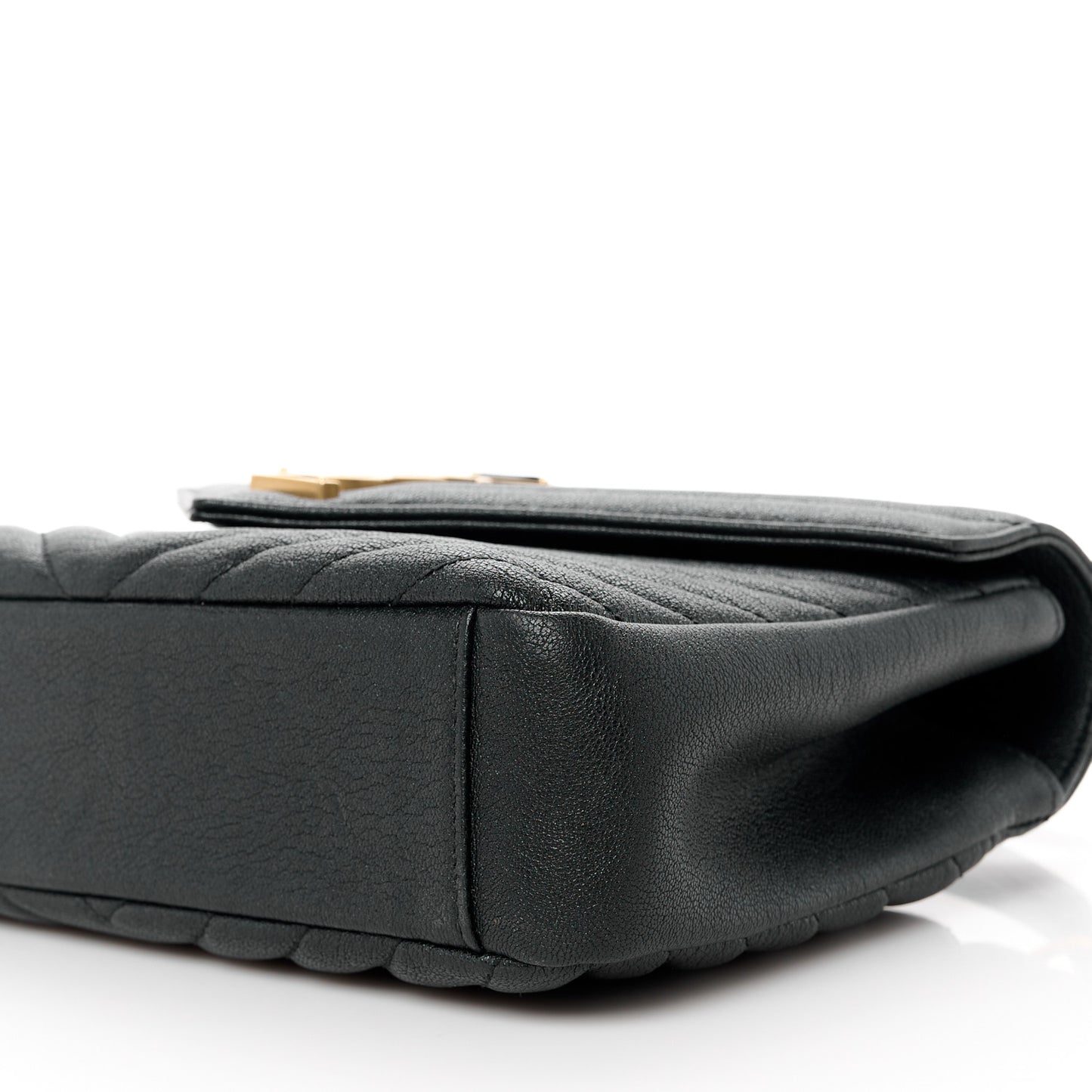 Sheepskin Matelasse Chevron Monogram Medium College Bag Black