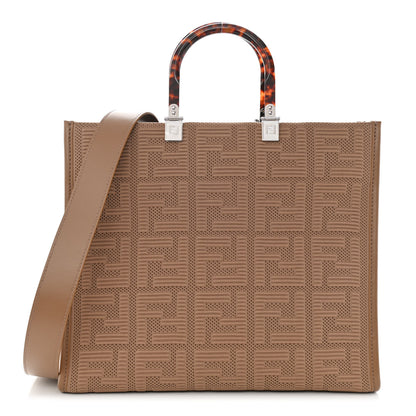 Fendi Technical Fabric Plexiglass FF Medium Fendi Sunshine Shopper Tote Sand 1 of 8