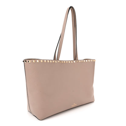 Valentino Garavani Grained Calfskin Small Rockstud Shoulder Tote Poudre 3 of 12