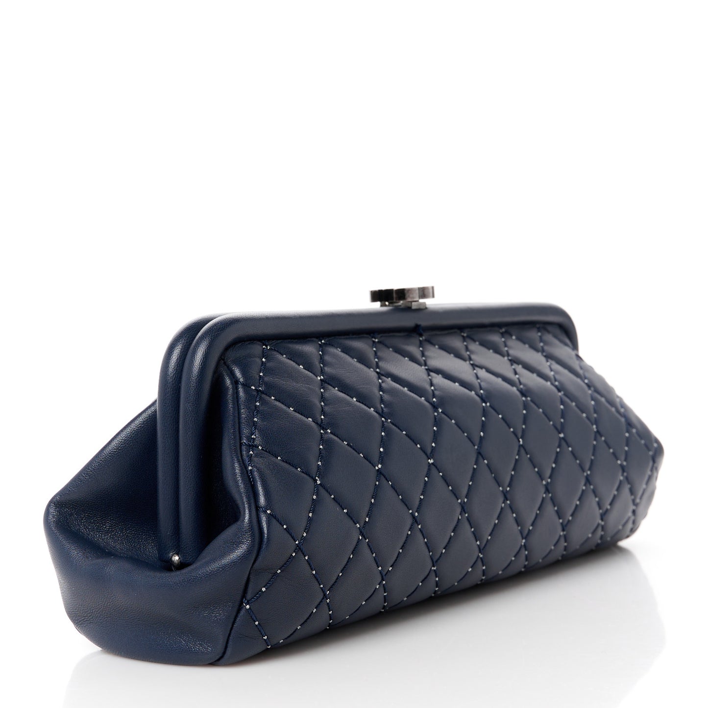 Lambskin Stitched Timeless Clutch Navy