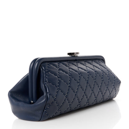Chanel Lambskin Stitched Timeless Clutch Navy 3 of 10