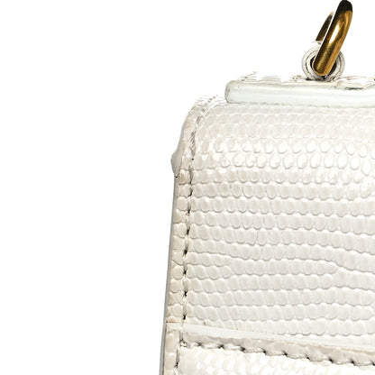 Balenciaga Patent Calfskin Lizard Embossed XS Sharp Top Handle Bag White 14 of 19