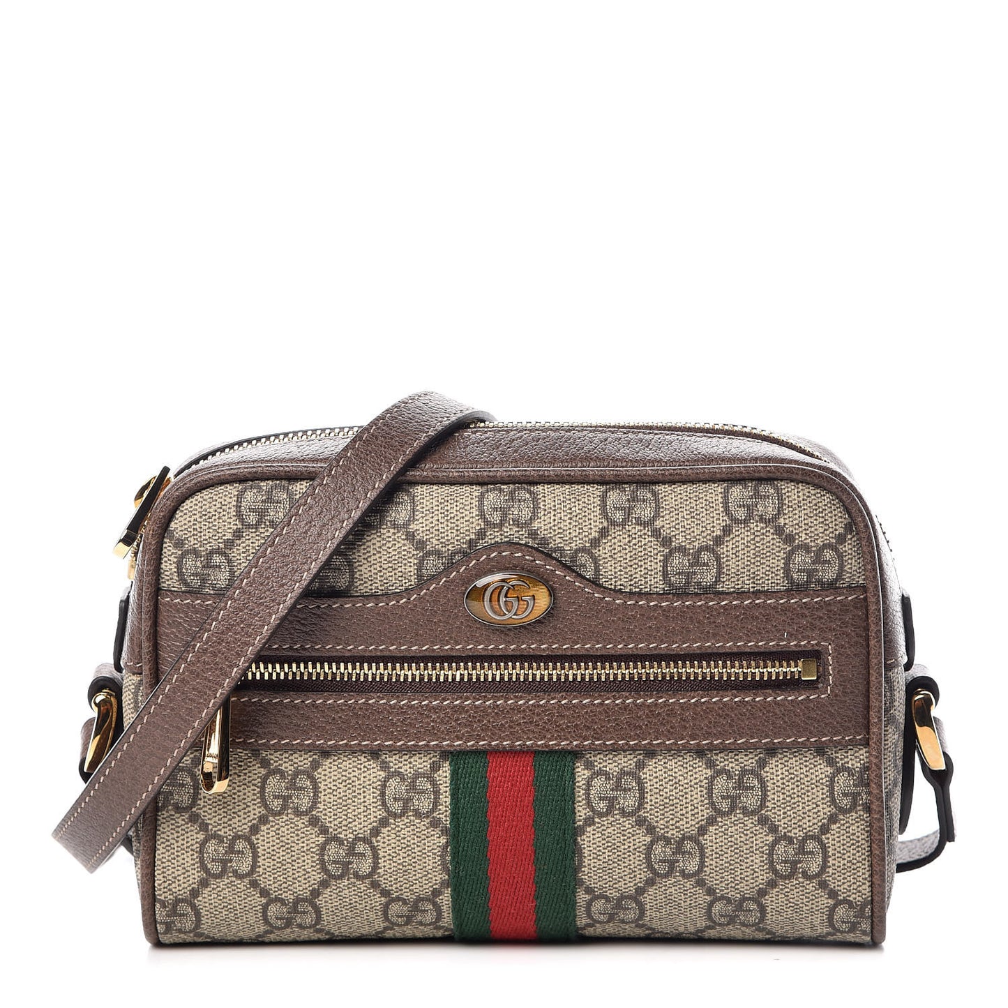 GG Supreme Monogram Web Mini Ophidia Shoulder Bag Brown