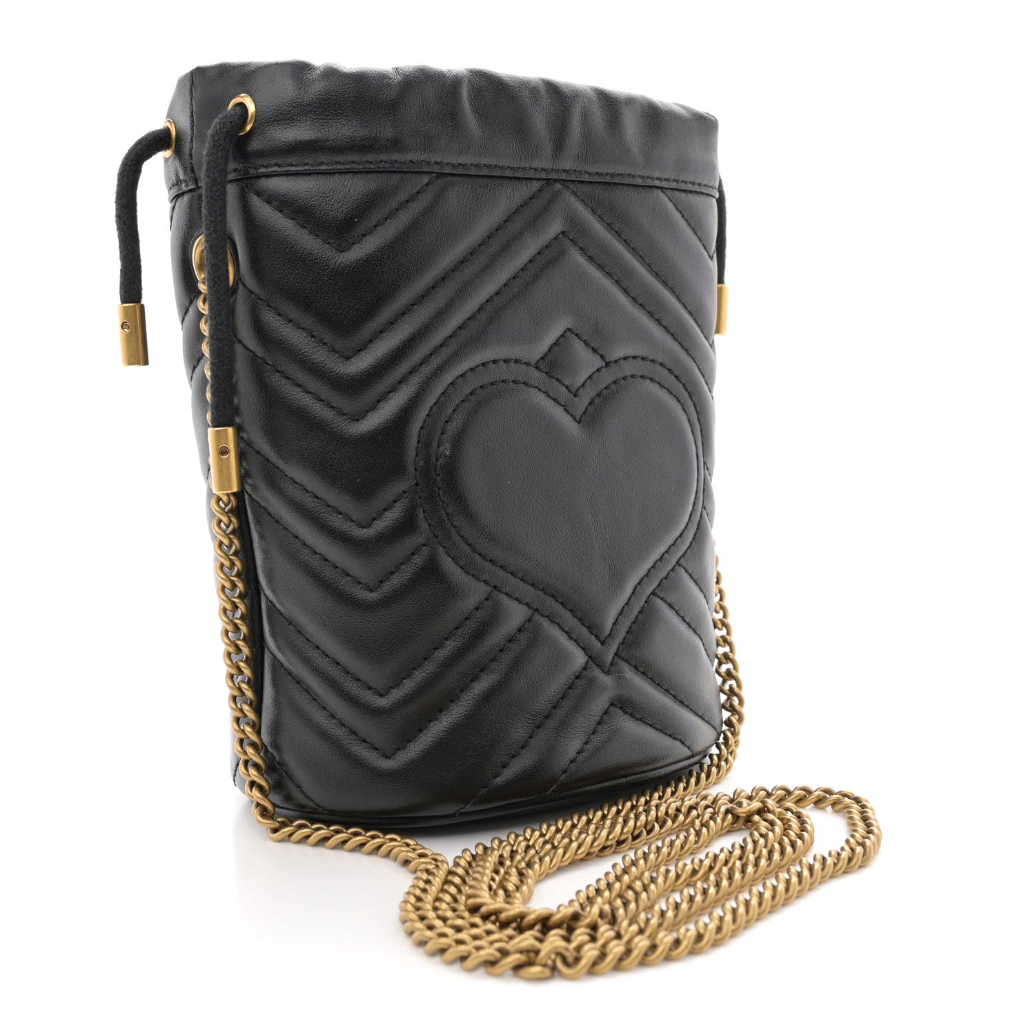 Gucci Calfskin Matelasse Mini GG Marmont 2.0 Bucket Bag Black 3 of 13
