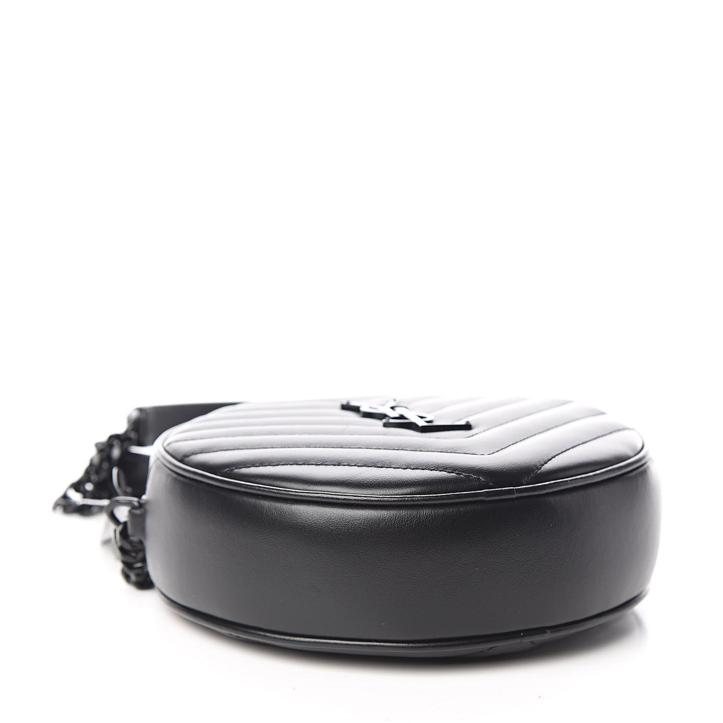 Calfskin Matelasse Chevron Round Vinyle Camera Bag Black