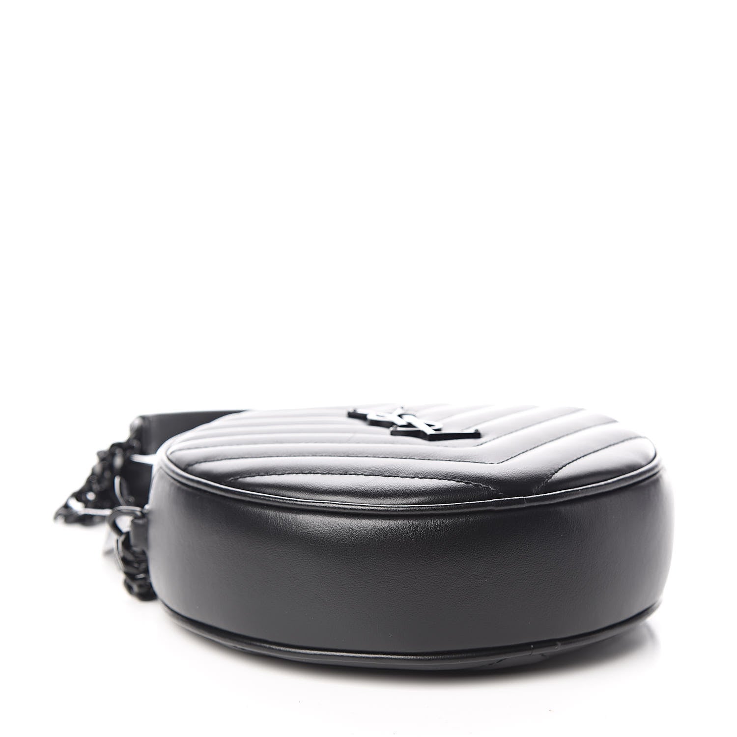 Saint Laurent Calfskin Matelasse Chevron Round Vinyle Camera Bag Black 4 of 10