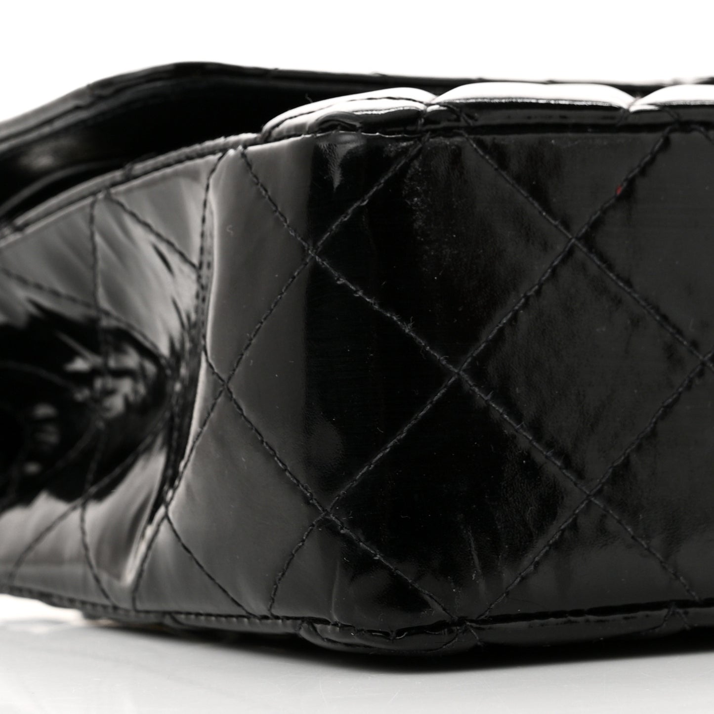 Patent Quilted Medium Double Flap Black