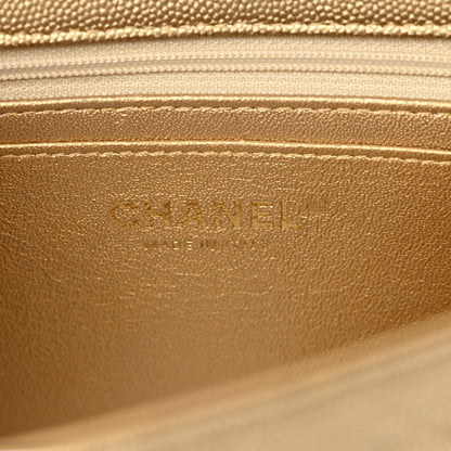 Chanel Metallic Caviar Quilted Mini Top Handle Rectangular Flap Gold 6 of 10