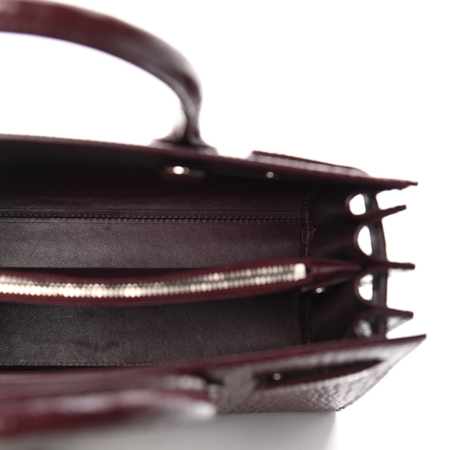 Saint Laurent Calfskin Crocodile Embossed Baby Sac De Jour Bordeaux 6 of 8
