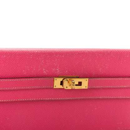 Hermes Epsom Kelly Longue Wallet Rose Tyrien 18 of 21