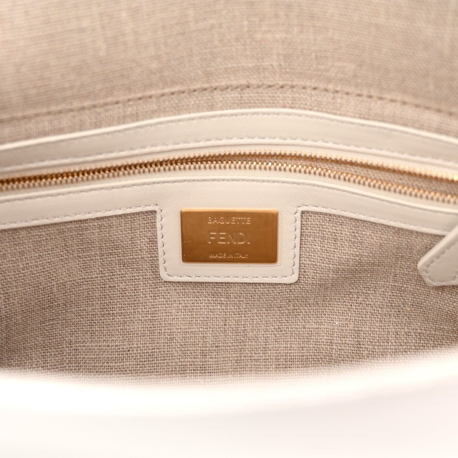 Fendi Linen Canvas Vitello King Painting Baguette With Marker Kit White 10 of 25