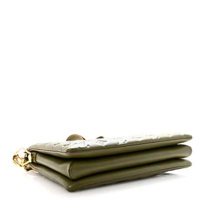 Louis Vuitton Lambskin Embossed Monogram Coussin MM Khaki 4 of 9
