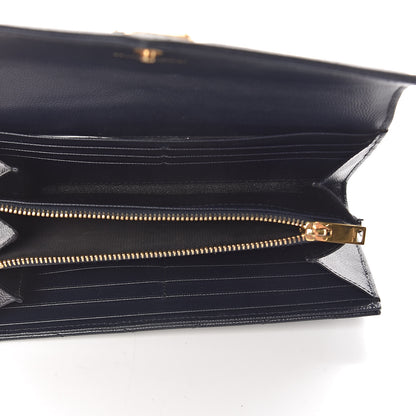 Saint Laurent Grain De Poudre Matelasse Chevron Monogram Flap Wallet Deep Marine 5 of 12