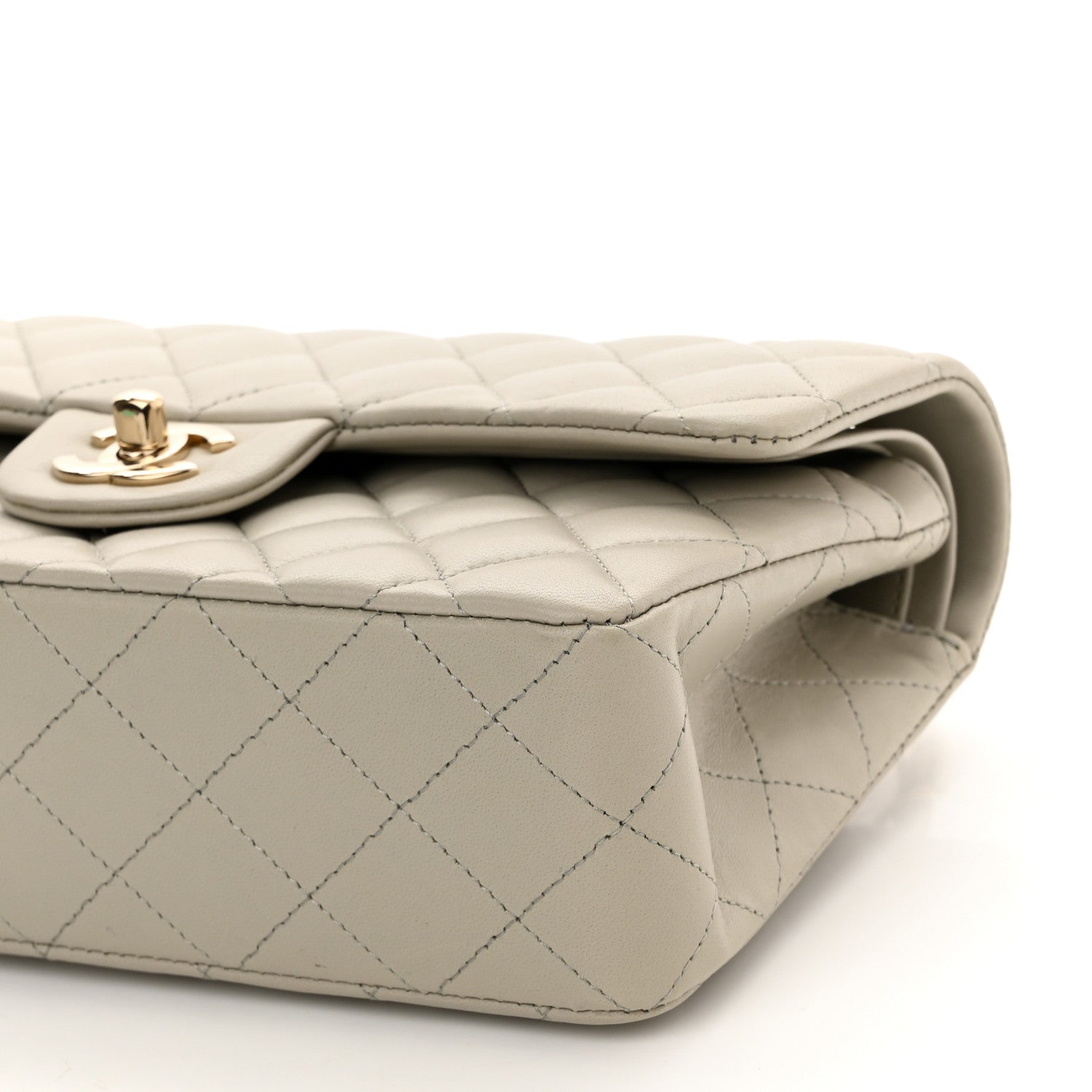 Chanel Lambskin Quilted Small Double Flap Grey 10 of 11