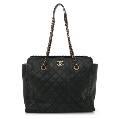 Chanel Iridescent Calfskin Quilted Happy Stitch Shopping Tote Black 1 of 12