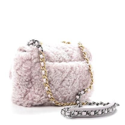 Chanel Shearling Sheepskin Medium 19 Flap Light Pink 3 of 12