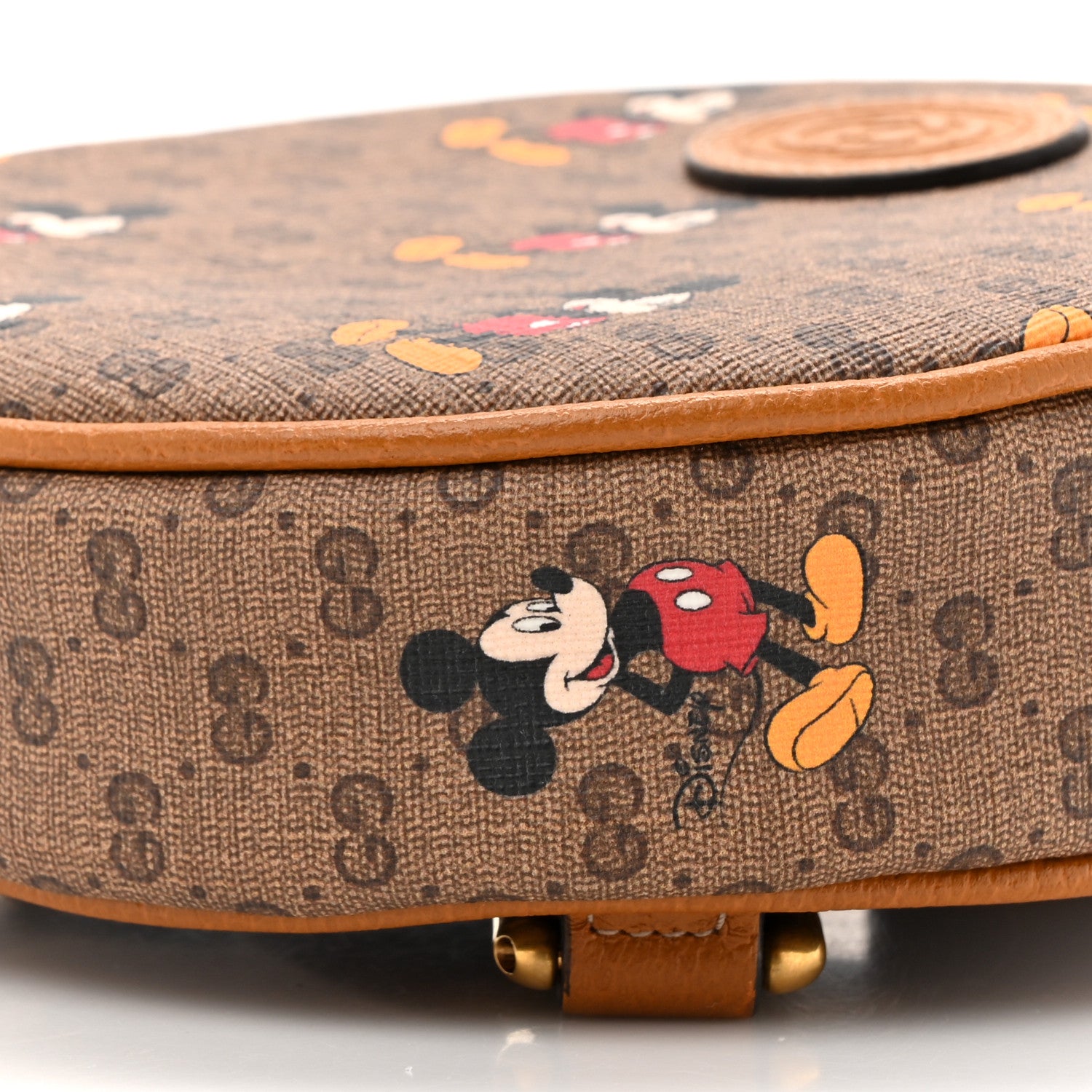 Gucci X DISNEY Mini Vintage GG Supreme Monogram Mickey Mouse Round Backpack Beige Vintage Sun Oil 9 of 10