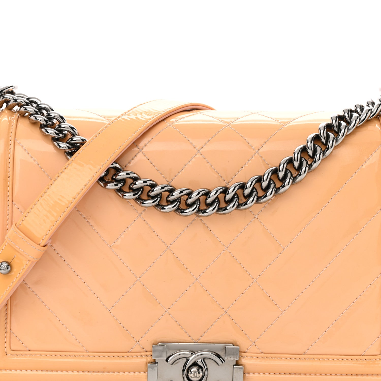 Chanel Patent Chevron Quilted New Medium Boy Flap Light Pink 8 of 14