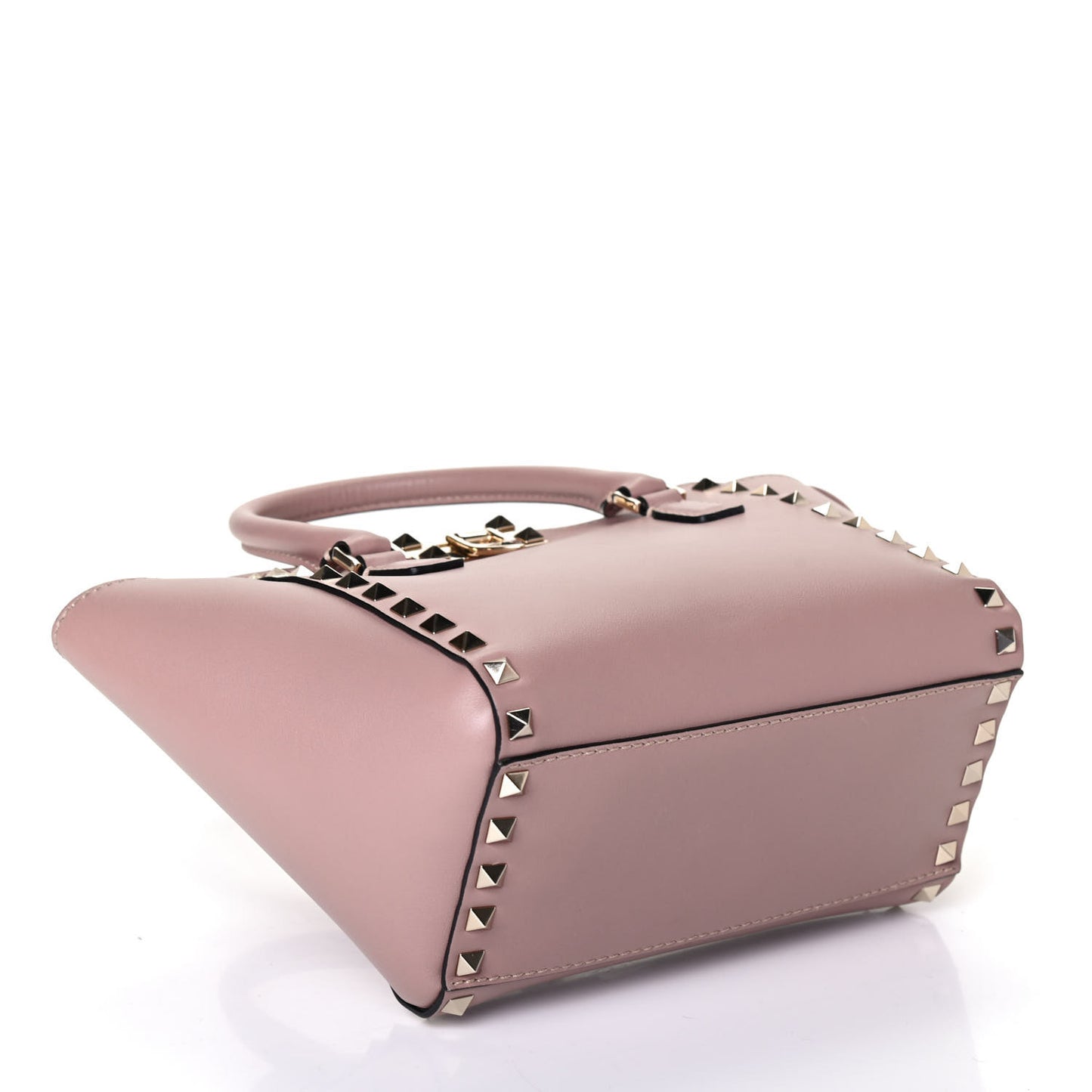 Vitello Mini Rockstud Double Handle Tote Poudre