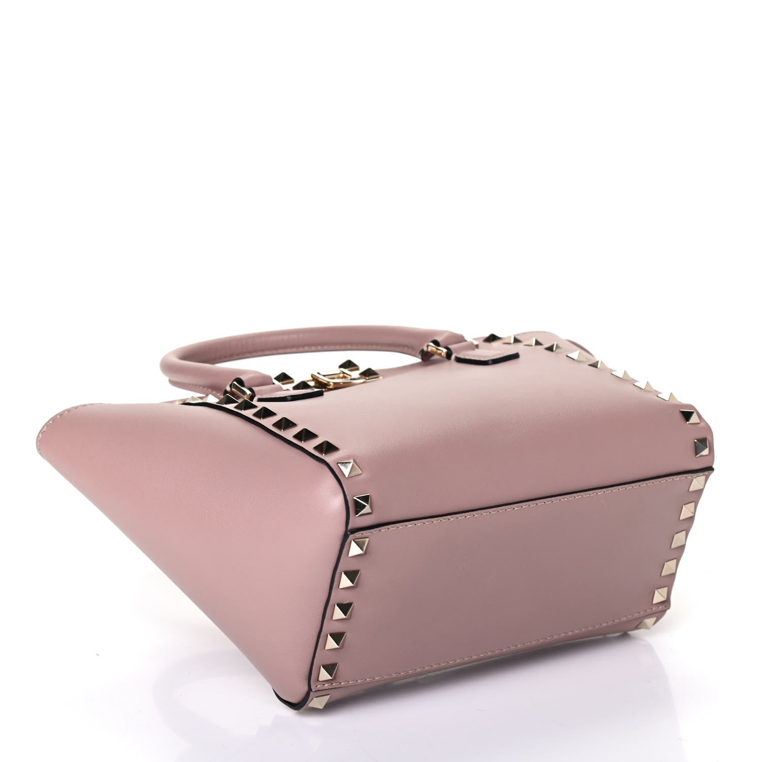 Valentino Garavani Vitello Mini Rockstud Double Handle Tote Poudre 3 of 4