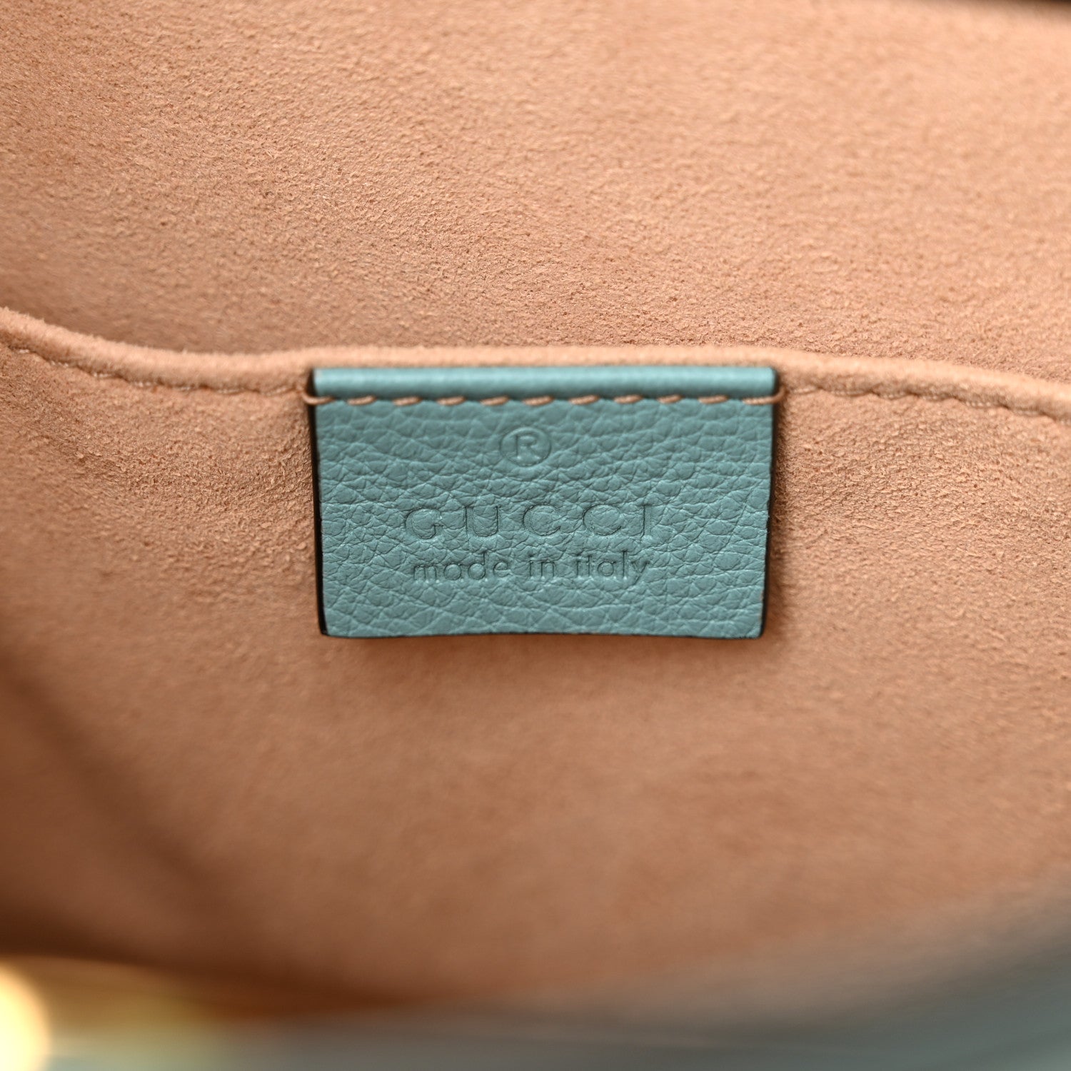 Gucci Wonka Grain Calfskin Small Diana Tote Bag Dusty Azure Orange Fluo 6 of 10