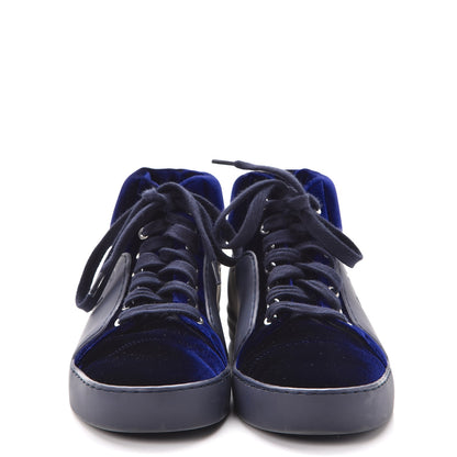 Chanel Calfskin Velvet CC Sneakers 35.5 Navy Blue 2 of 10
