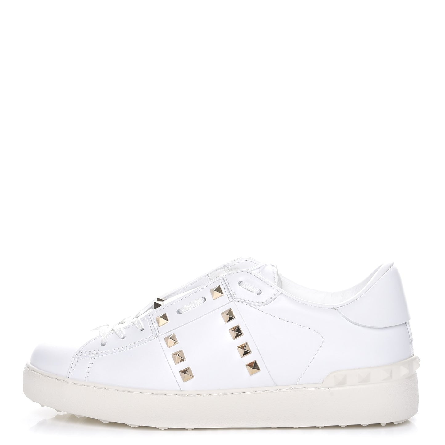 Calfskin Womens Rockstud Untitled Open Sneakers 39.5 White