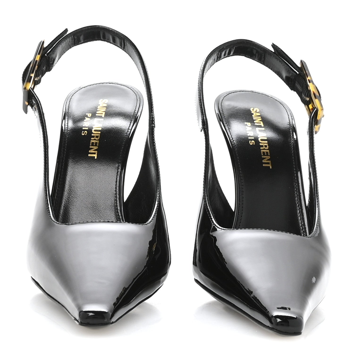 Saint Laurent Vernice Grupy Dune 110 Slingback Pumps 37 Black 3 of 9