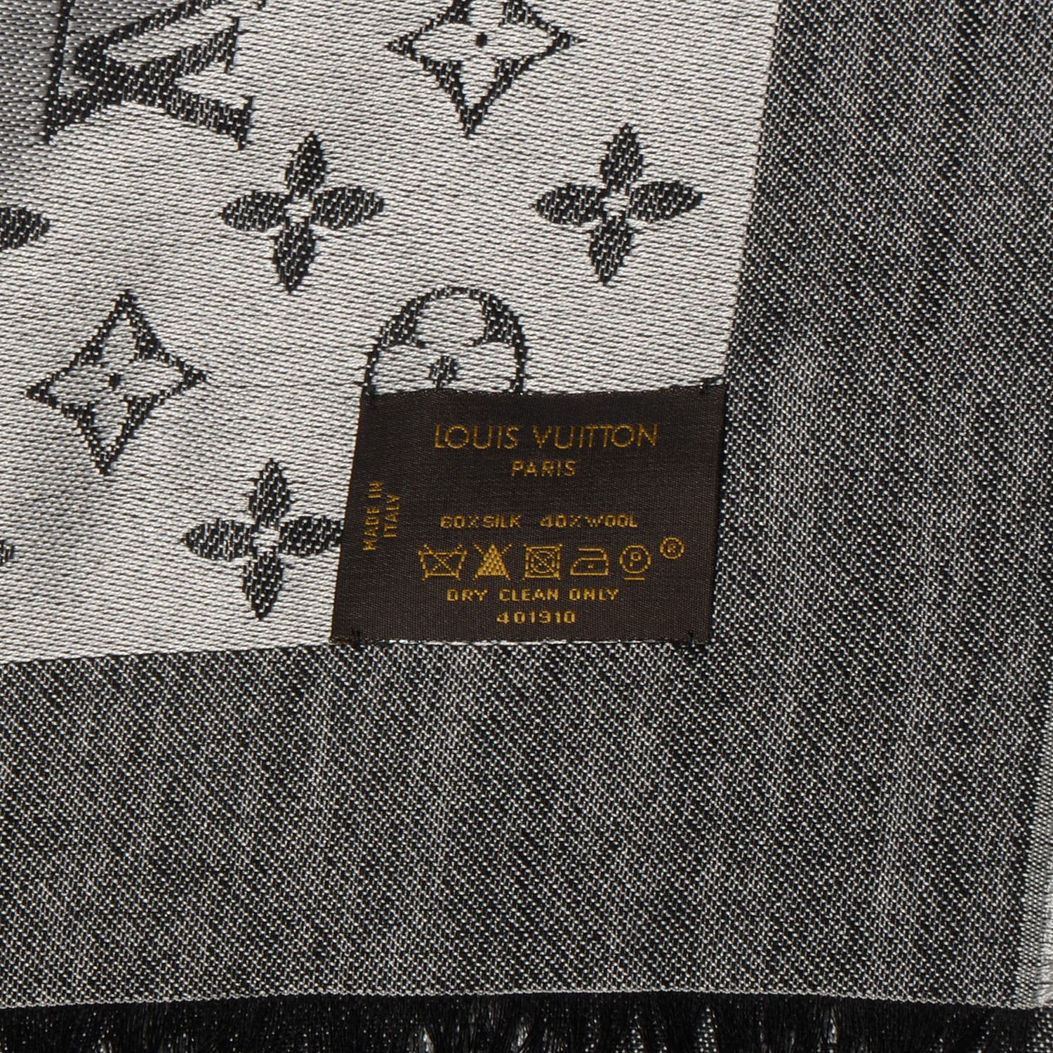 Louis Vuitton Silk Wool Monogram Denim Shawl Black 5 of 5