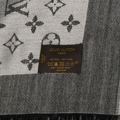 Louis Vuitton Silk Wool Monogram Denim Shawl Black 5 of 5
