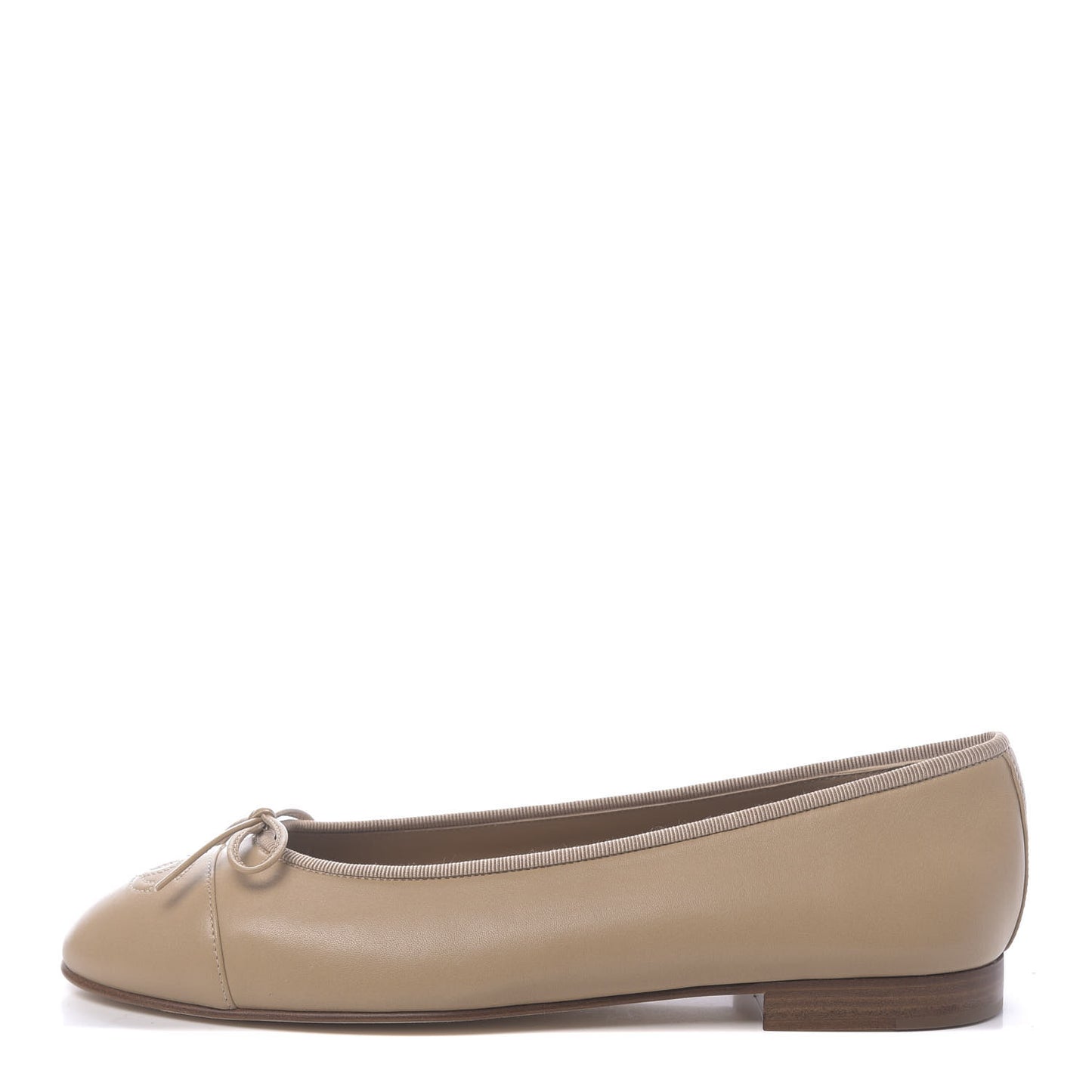 Lambskin Cap Toe CC Ballerina Flats 40.5 Beige