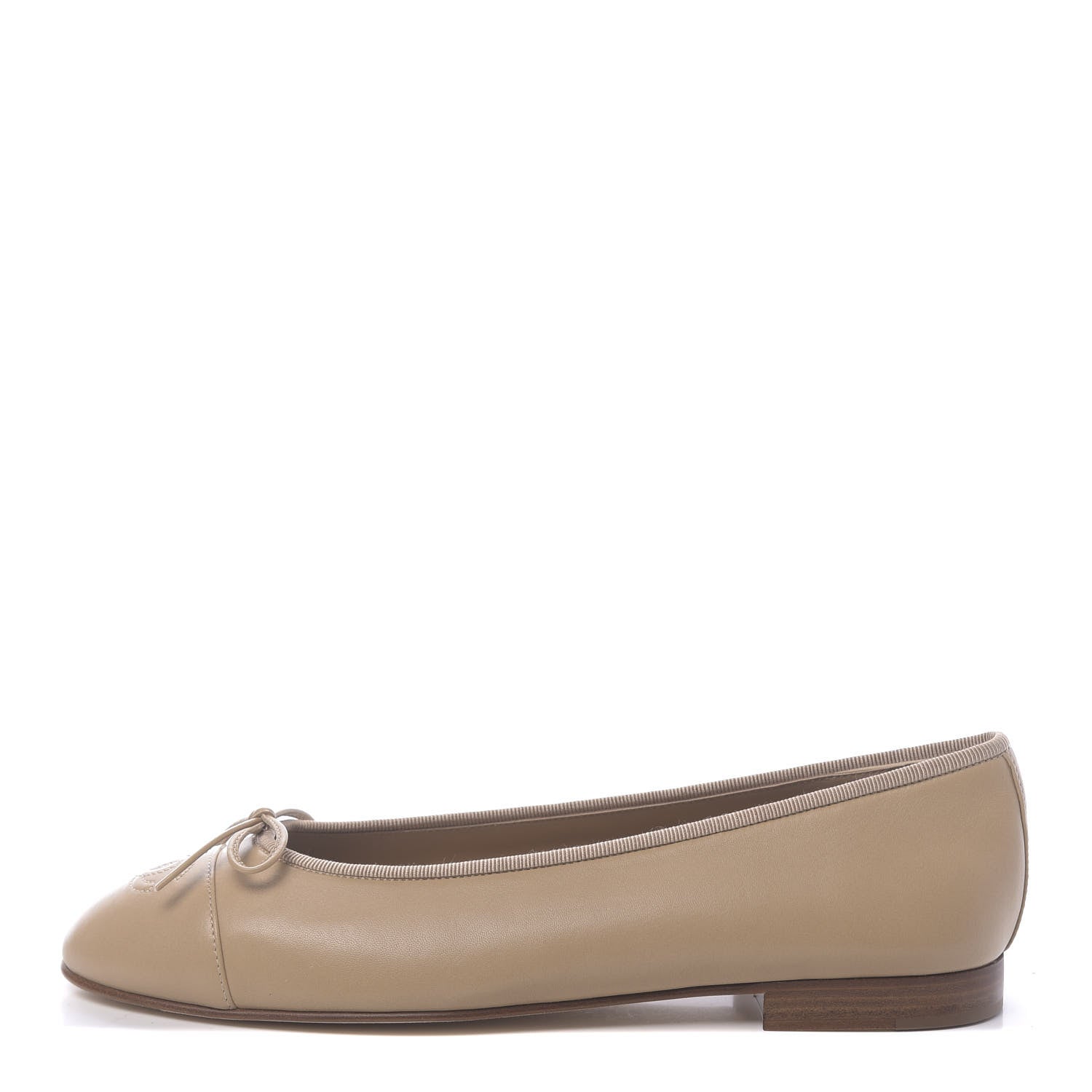 Chanel Lambskin Cap Toe CC Ballerina Flats 40.5 Beige 1 of 10