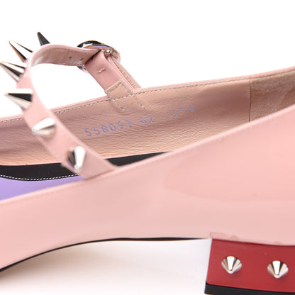 Gucci Patent Crystal GG Bow Sadie Spike Low Heel Ballerina Loafers 42 Perfect Pink 8 of 9