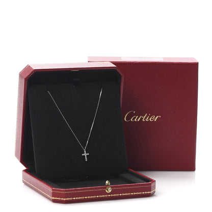 Cartier 18K White Gold Diamond Symbols Cross Pendant Necklace 6 of 6