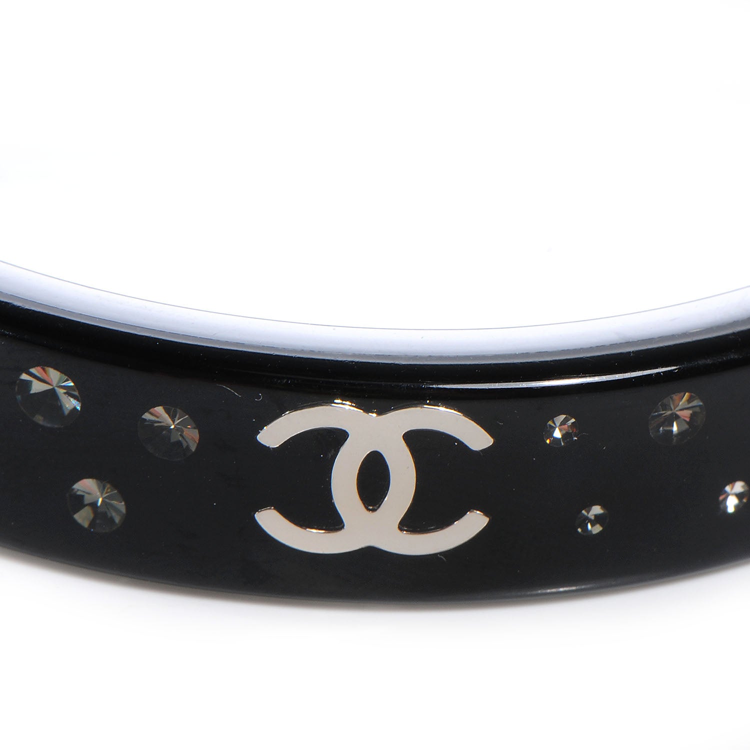 Chanel Resin Crystal CC Bangle Black 4 of 5
