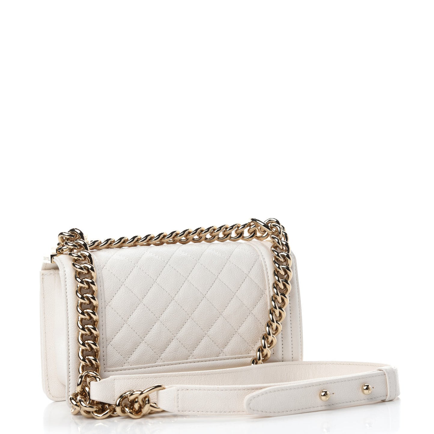 Caviar Quilted Small Boy Flap White