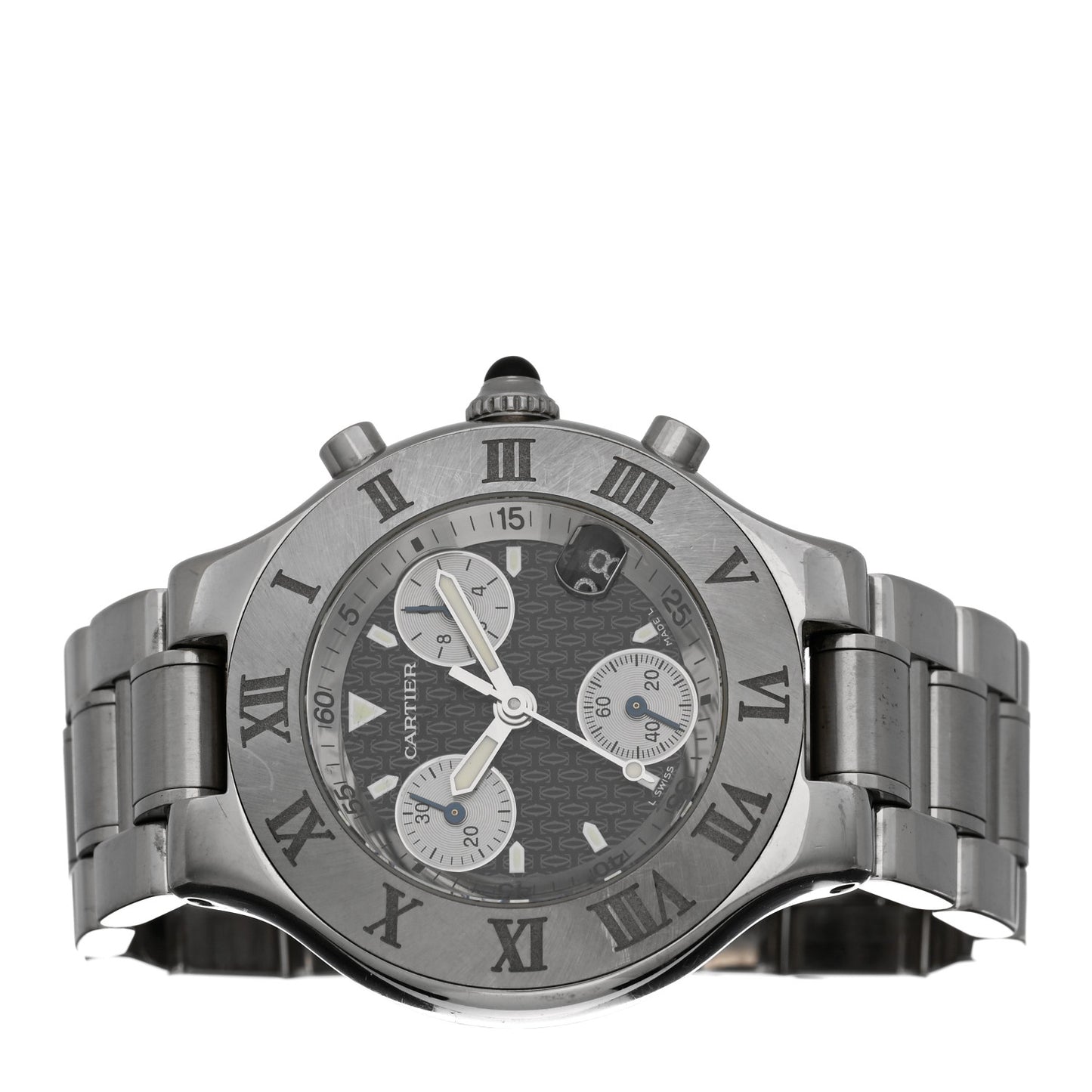 Stainless Steel 38mm Must de 21 Chronoscaph Quartz Watch Black