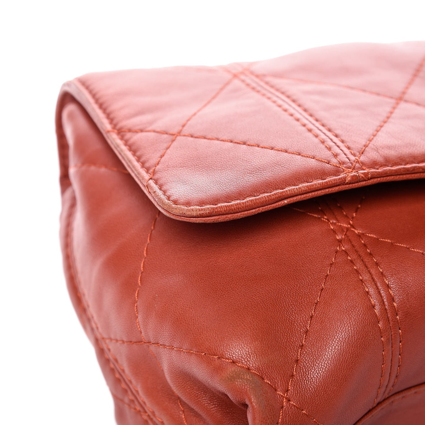 Lambskin Quilted Large Soft Touch Flap Dark Ochre