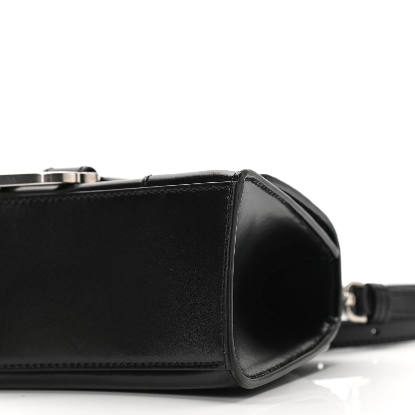 Box Calfskin Graffiti Logo Hourglass Top Handle Bag XS Black Silver