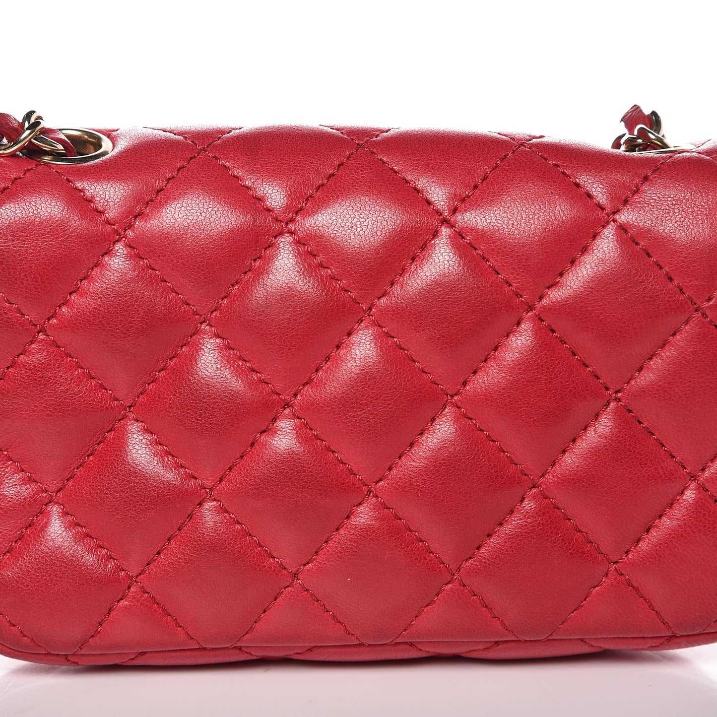 Lambskin Quilted Extra Mini Flap Heart Valentine Charms Red