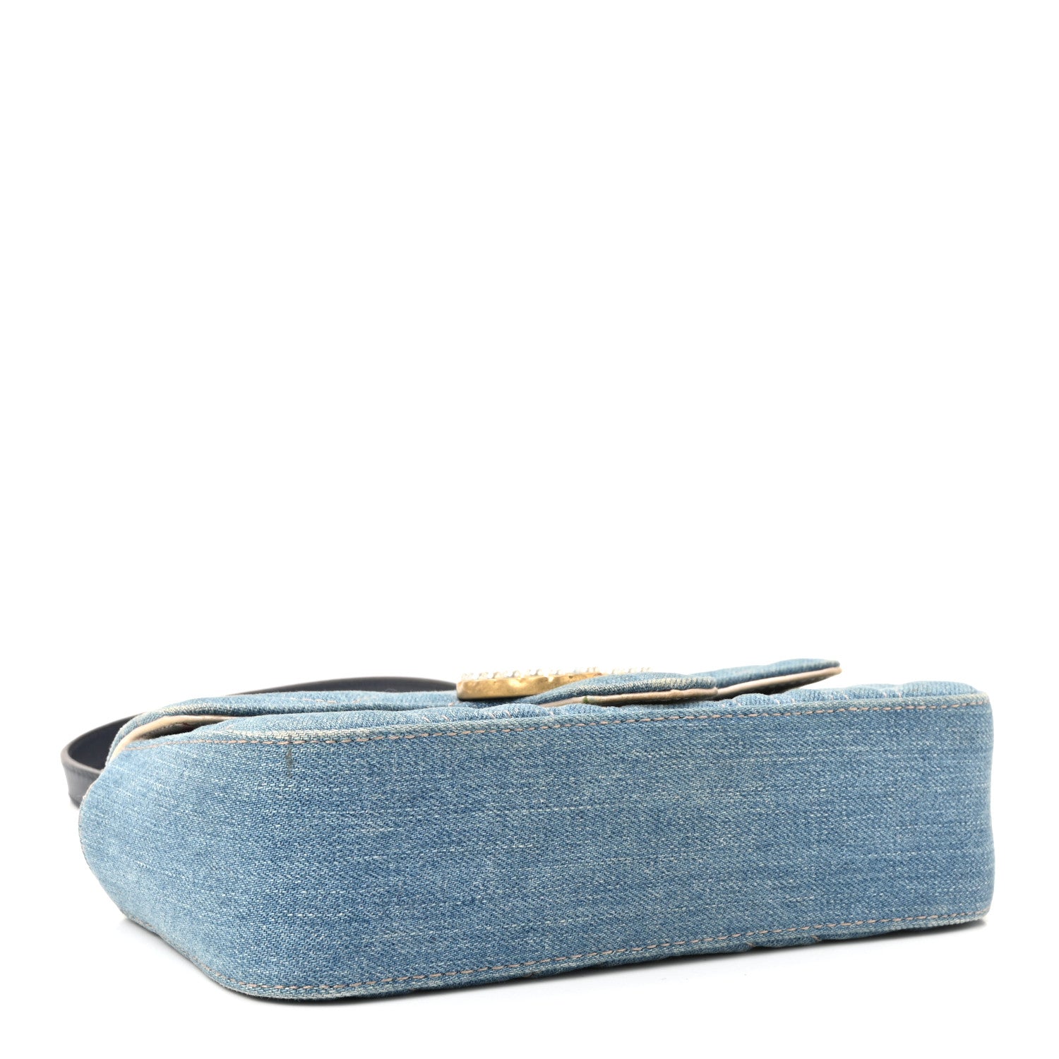 Gucci Denim Matelasse Mini Pearly GG Marmont Shoulder Bag Blue 4 of 10