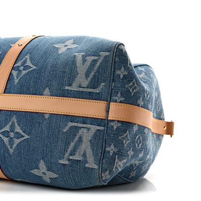 Louis Vuitton Denim Monogram New LV Remix Keepall Bandouliere 45 Blue 7 of 10