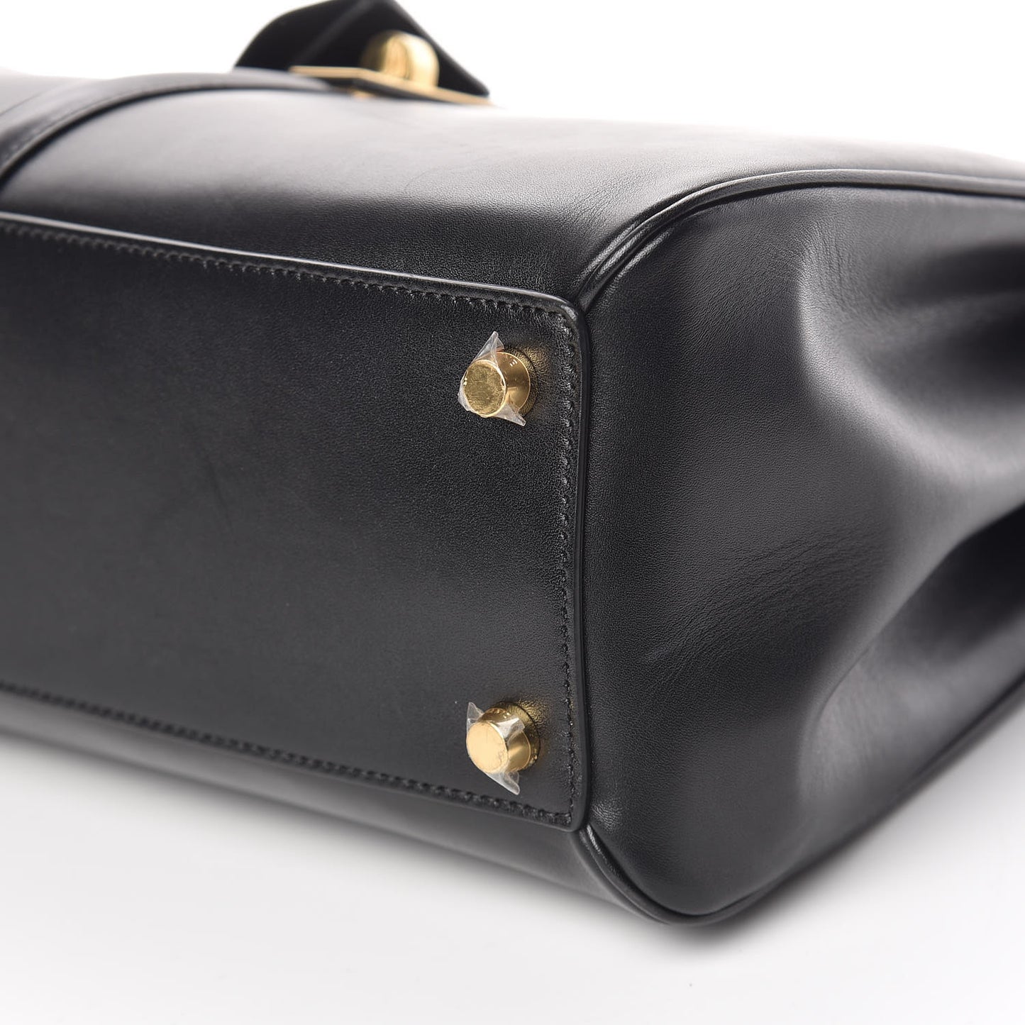 Satinated Calfskin Medium 16 Top Handle Bag Black