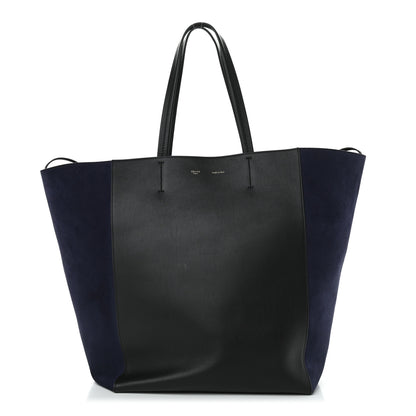 Celine Smooth Calfskin Suede Large Phantom Luggage Bi-Cabas Black Navy 1 of 12
