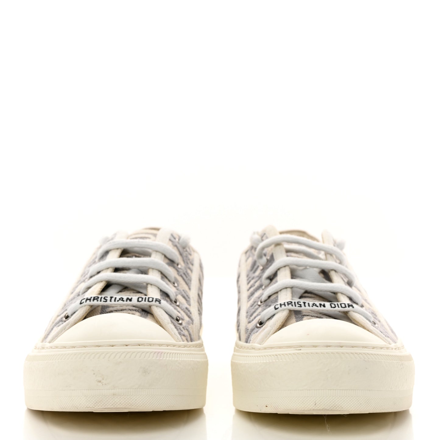 Canvas Oblique Walk'N'Dior Low Top Sneakers 38.5 Stone Grey