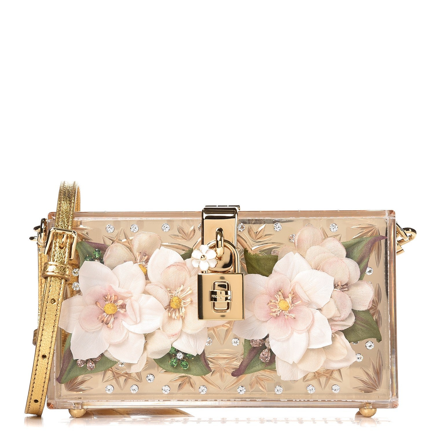 Dolce & Gabbana Metallic Plexiglass Crystal Embellished Shoulder Bag 1 of 8